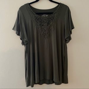 Torrid | SuperSoft Olive Crochet Top